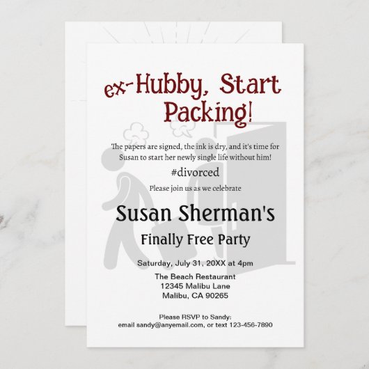 Echtscheiding Feest Viering Ex Hubby Start Verpakk Kaart (Voorkant / Achterkant)