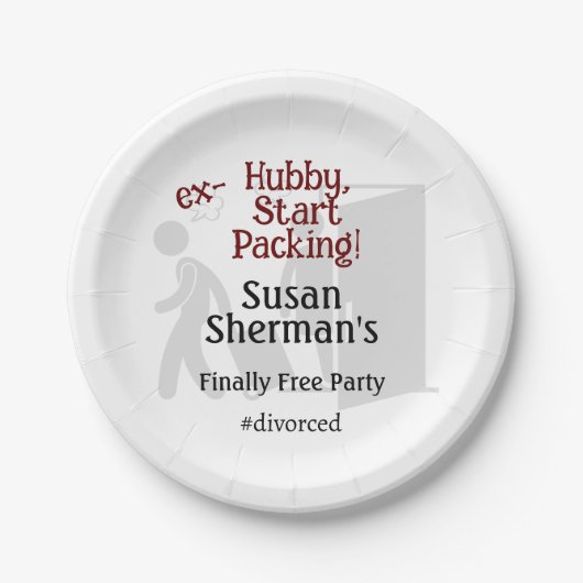 Echtscheiding Feest Viering Ex Hubby Start Verpakk Papieren Bordje (Voorkant)