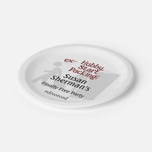 Echtscheiding Feest Viering Ex Hubby Start Verpakk Papieren Bordje (Gekanteld)