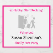 Echtscheiding Feest Viering Roze Eindelijk Gratis  Sparkling Wijnetiket (Enkel label)