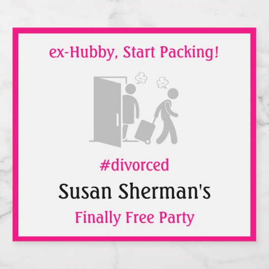 Echtscheiding Feest Viering Roze Eindelijk Gratis Sparkling Wijnetiket (Enkel label)