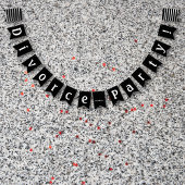 Echtscheiding Feest Viering Zwart Wit Vlaggetjes