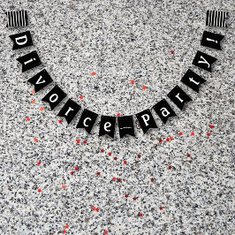 Echtscheiding Feest Viering Zwart Wit Vlaggetjes