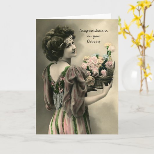 echtscheiding feliciteert met bloemen kaart (Gele Bloem)