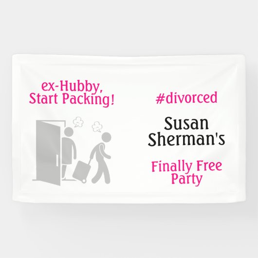 Echtscheiding Party Decor Eindelijk Gratis Grappig Spandoek (Horizontaal)