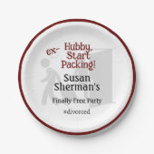 Echtscheiding Party Decor Ex Hubby Start Verpakkin Papieren Bordje (Voorkant)