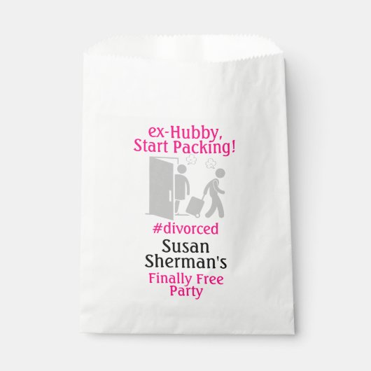 Echtscheiding Party Eindelijk Gratis Roze Decor Bedankzakje (Voorkant)
