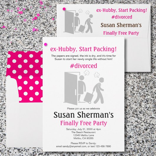 Echtscheiding Party Leuk Grappig Roze Eindelijk Gr Kaart
