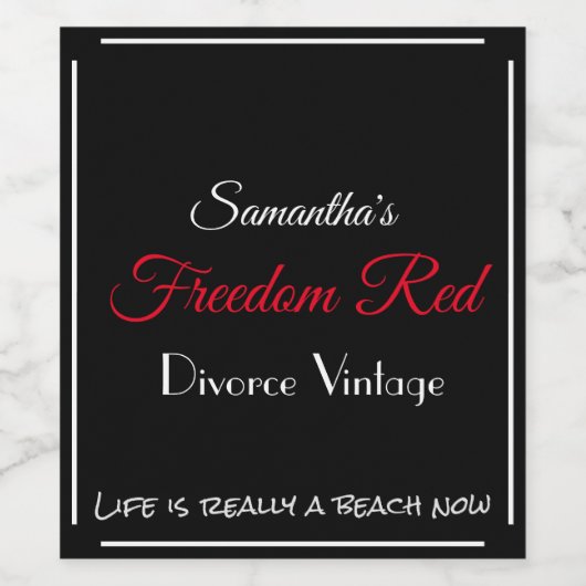 Echtscheiding Vintage Freedom Red - Wijn Etiket (Enkel label)