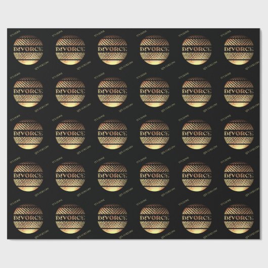 Echtscheidingsfeest goud zwart inpakpapier (Vlak)