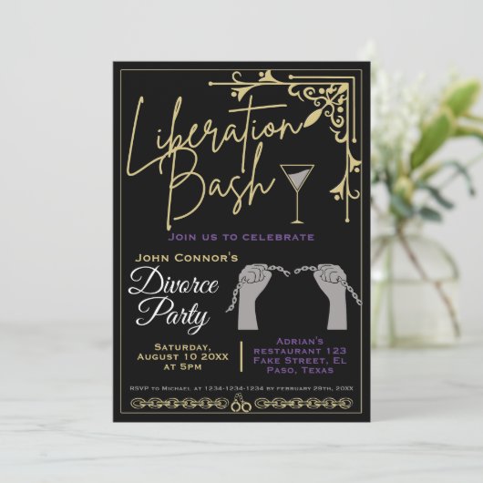 Echtscheidingsfeest nodigt uit: Bevrijdingsbash, H Kaart (Staand voorkant)