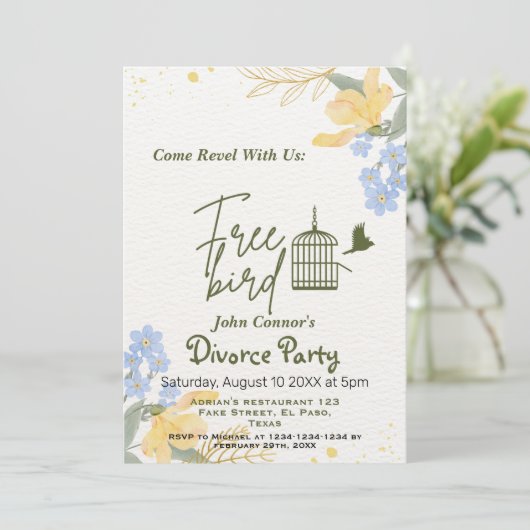 Echtscheidingsfeest nodigt uit: Gratis vogel, Humo Kaart (Staand voorkant)
