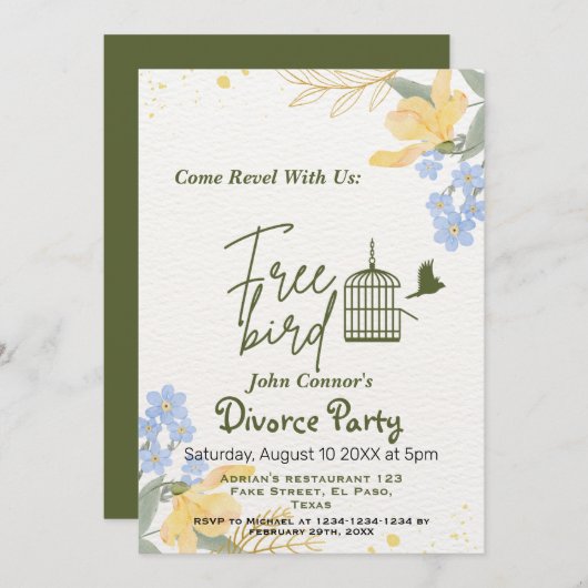Echtscheidingsfeest nodigt uit: Gratis vogel, Humo Kaart (Voorkant / Achterkant)