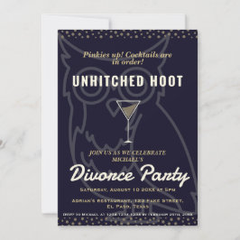 Echtscheidingsfeest nodigt uit: Unhitched hoots. H Kaart