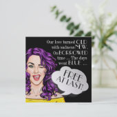 Echtscheidingsfeest Time Pop Art Invitation Kaart (Staand voorkant)
