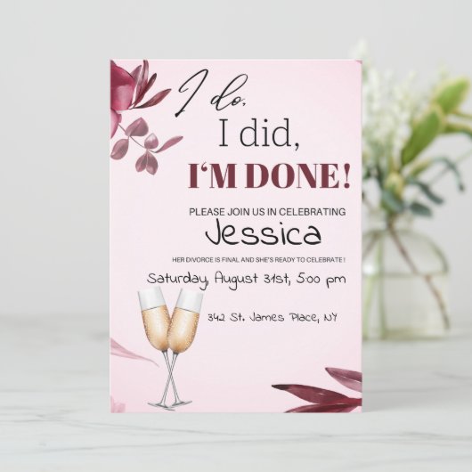 Echtscheidingsfeest uitnodigen kaart (Staand voorkant)