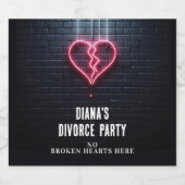 Echtscheidingsfeestje met Gebroken Hart Likeurfles Etiket (Enkel label)