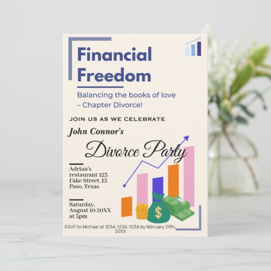 Echtscheidingspartij nodigt uit: Financiële vrijhe Kaart (Staand voorkant)