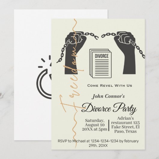 Echtscheidingspartij nodigt uit: Vrijheid Kaart (Voorkant / Achterkant)