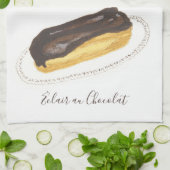 Éclair au Chocolat aquarel Theedoek (Gevouwen)