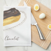 Éclair au Chocolat aquarel Theedoek (Quarter Fold)
