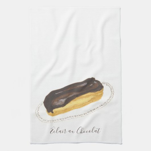 Éclair au Chocolat aquarel Theedoek (Verticaal)