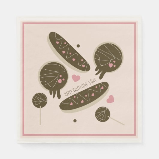 Eclair Donuts Cake Pop Valentijnsdag Party Servet (Voorkant)