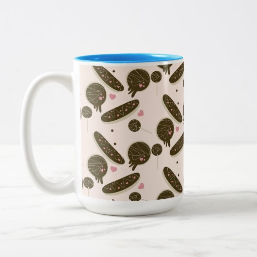 Eclair Donuts Cake Pop Valentijnsdag Tweekleurige Koffiemok (Links)