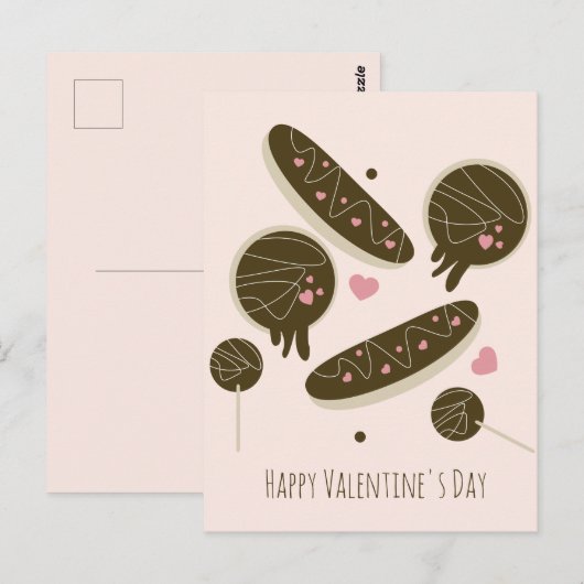 Eclair Donuts Cake Pops Valentijnsdag Briefkaart (Voorkant / Achterkant)