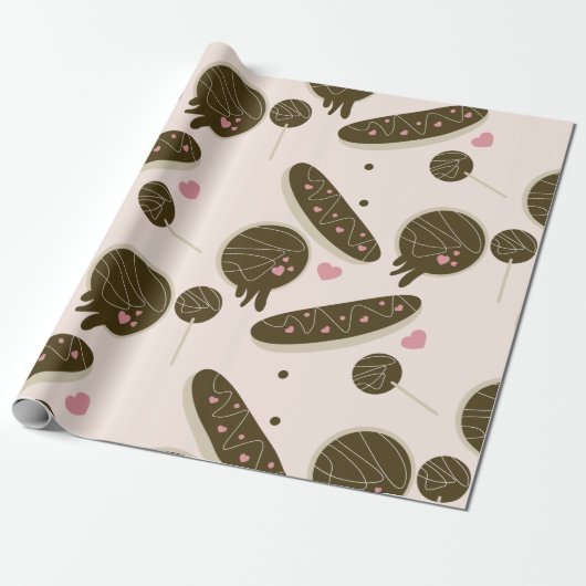  Eclair Donuts Cake Pops Valentijnsdag    Cadeaupapier (Uitgerold)