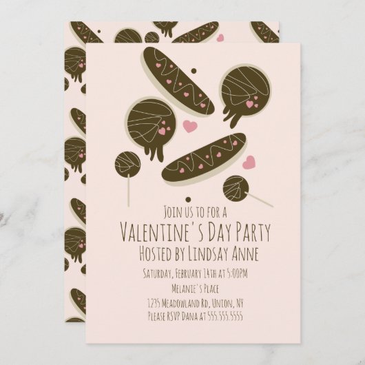 Eclair Donuts Cake Pops Valentijnsdag Feest Kaart (Voorkant / Achterkant)