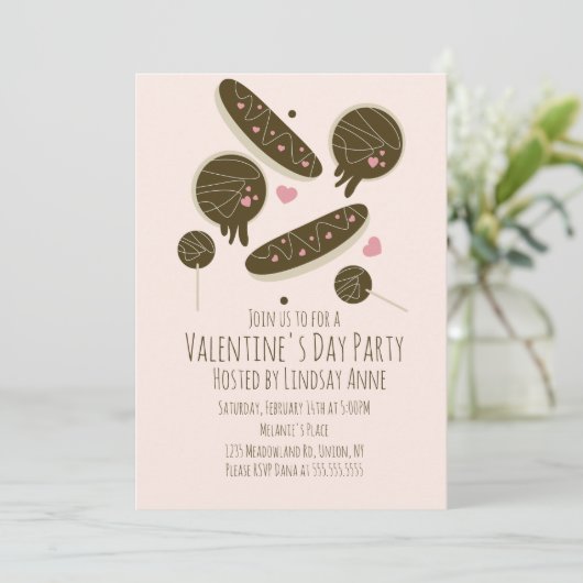 Eclair Donuts Cake Pops Valentijnsdag Feestje Kaart (Staand voorkant)