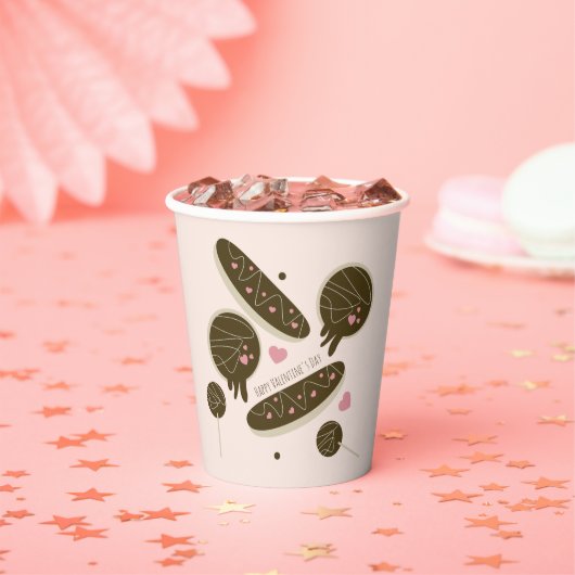 Eclair Donuts Cake Pops Valentijnsdag Feestje Papieren Bekers (Insitu)