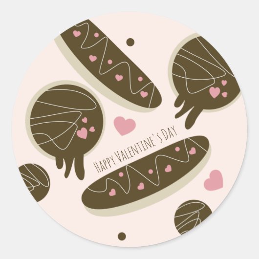 Eclair Donuts Cake Pops Valentijnsdag Zakelijk Ronde Sticker (Voorkant)