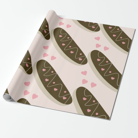 Eclair Donuts Valentijnsdag Harten Cadeaupapier (Uitgerold)