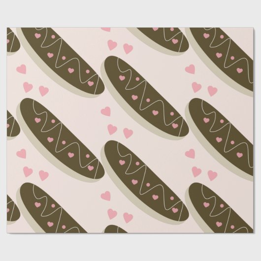 Eclair Donuts Valentijnsdag Hearts Cadeaupapier (Vlak)