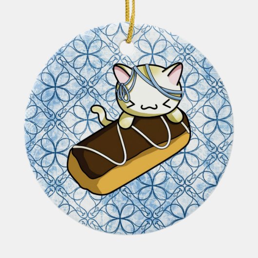 Eclair Kat Keramisch Ornament (Voorkant)