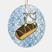 Eclair Kat Keramisch Ornament (Links)