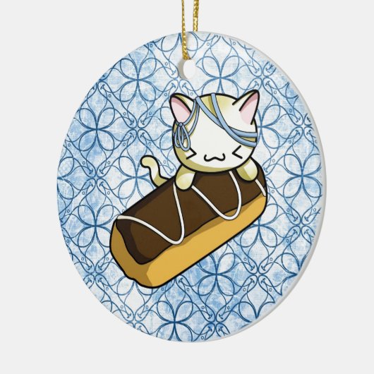Eclair Kat Keramisch Ornament (Links)
