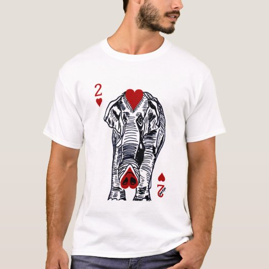 EclecDeck 2 of Hearts Circus Elephant - White T-shirt (Voorkant)