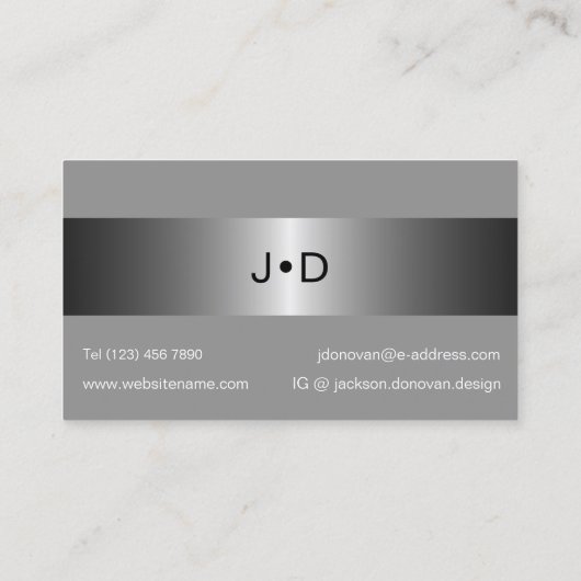 Eclectic Black Grey Silver Luxe Metallic Art Visitekaartje (Achterkant)