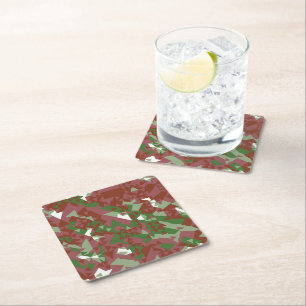 Eclectic Mod Retro Geometrisch Kerstpatroon Kartonnen Onderzetters
