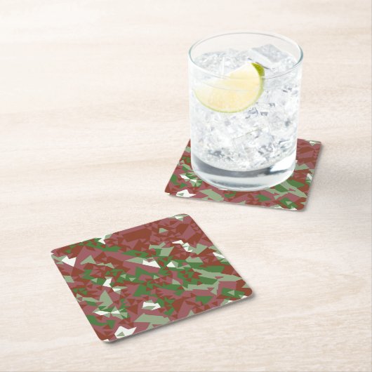 Eclectic Mod Retro Geometrisch Kerstpatroon Kartonnen Onderzetters (Insitu)