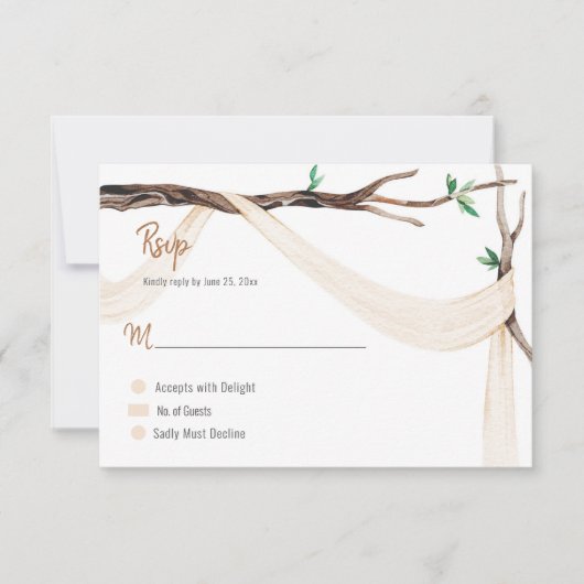 Eclectic Romance Tree Branch Beige Gauze RSVP (Voorkant)