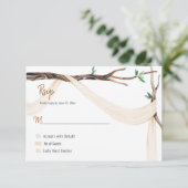 Eclectic Romance Tree Branch Beige Gauze RSVP Kaartje (Staand voorkant)