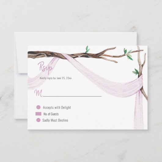 Eclectic Romance Tree Branch Lila Gauze RSVP (Voorkant)