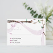 Eclectic Romance Tree Branch Lila Gauze RSVP Kaartje (Staand voorkant)