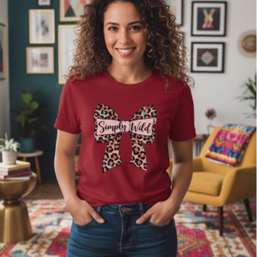 Eclectic Style Women's T-Shirt - Red with Leopard