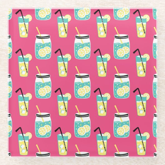 Eclectic summer elements, vintage seamless backgro glazen onderzetter (Voorkant)