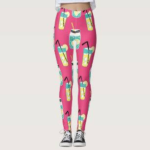 Eclectic summer elements, vintage seamless backgro leggings